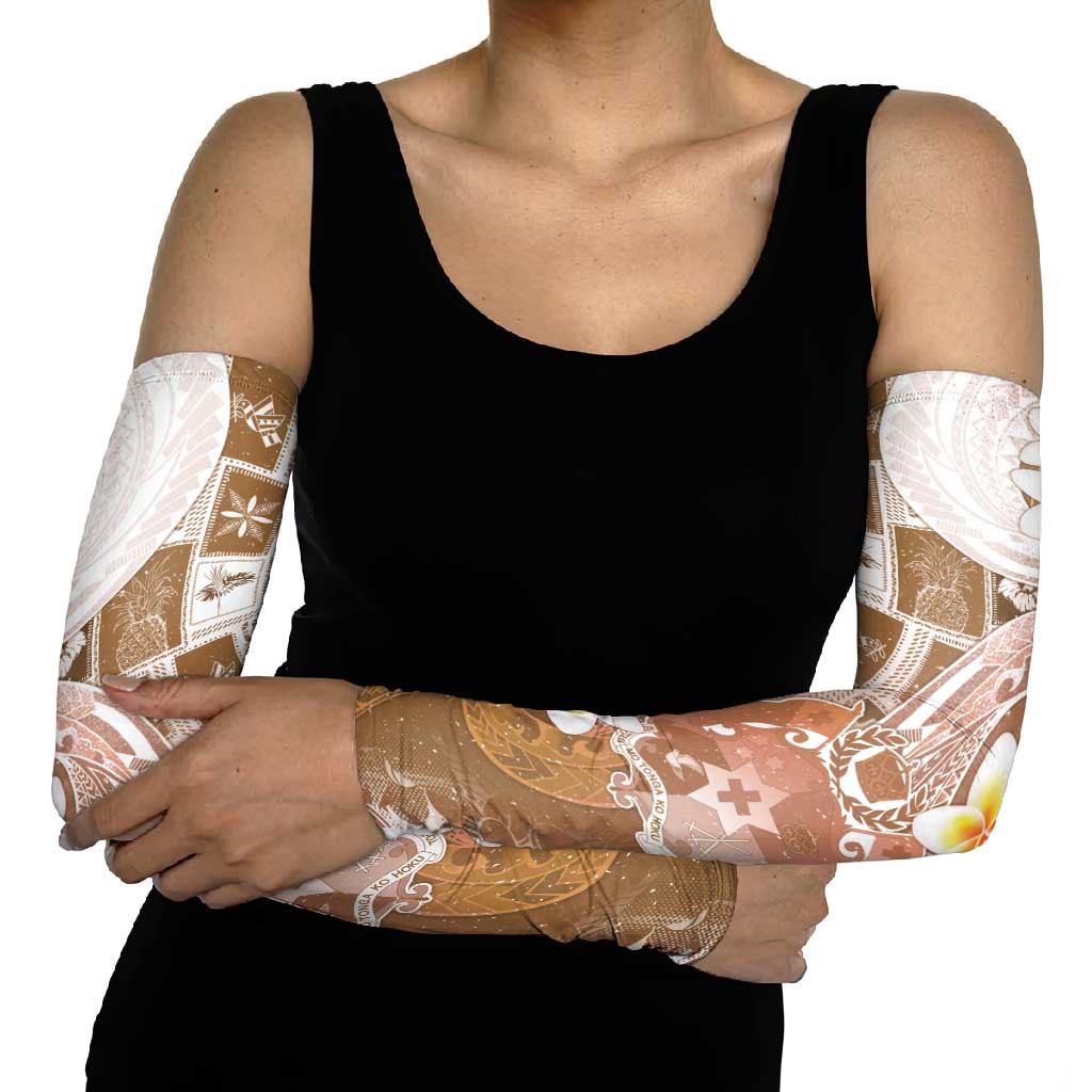 Tonga Christmas Arm Sleeves Kilisimasi Fiefia Retro Style Brown - Polynesian Pride