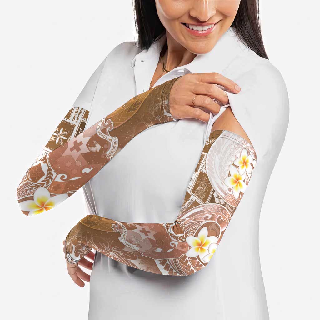 Tonga Christmas Arm Sleeves Kilisimasi Fiefia Retro Style Brown - Polynesian Pride