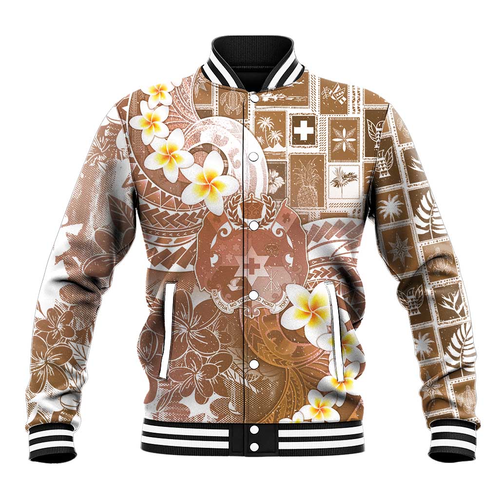 Tonga Christmas Baseball Jacket Kilisimasi Fiefia Retro Style Brown - Polynesian Pride