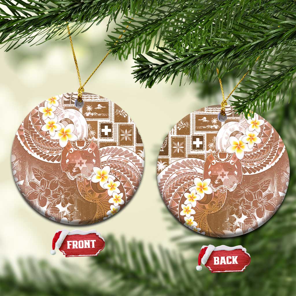 Tonga Christmas Ceramic Ornament Kilisimasi Fiefia Retro Style Brown - Polynesian Pride