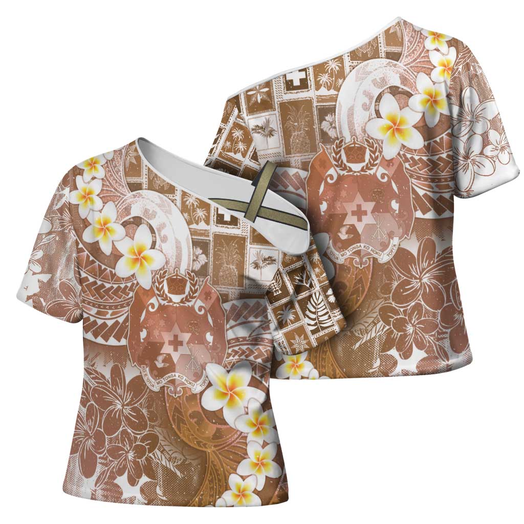 Tonga Christmas Cross Shoulder Shirt Kilisimasi Fiefia Retro Style Brown - Polynesian Pride