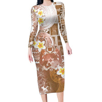 Tonga Christmas Family Matching Long Sleeve Bodycon Dress and Hawaiian Shirt Kilisimasi Fiefia Retro Style Brown - Polynesian Pride
