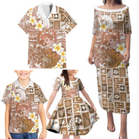 Tonga Christmas Family Matching Puletasi and Hawaiian Shirt Kilisimasi Fiefia Retro Style Brown - Polynesian Pride