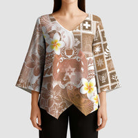 Tonga Christmas Kimono Sleeve Blouse Kilisimasi Fiefia Retro Style Brown - Polynesian Pride
