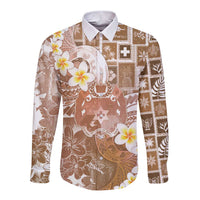 Tonga Christmas Long Sleeve Button Shirt Kilisimasi Fiefia Retro Style Brown - Polynesian Pride