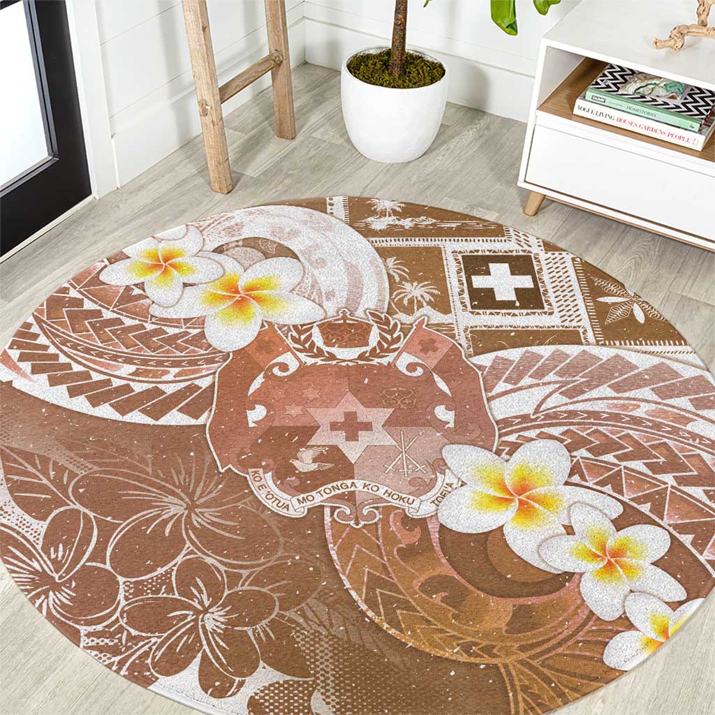 Tonga Christmas Round Carpet Kilisimasi Fiefia Retro Style Brown - Polynesian Pride