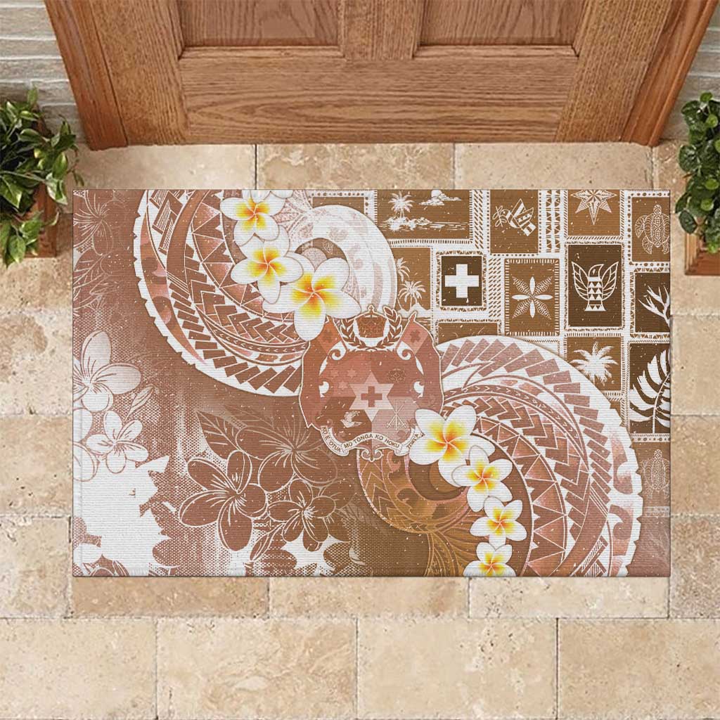 Tonga Christmas Rubber Doormat Kilisimasi Fiefia Retro Style Brown - Polynesian Pride