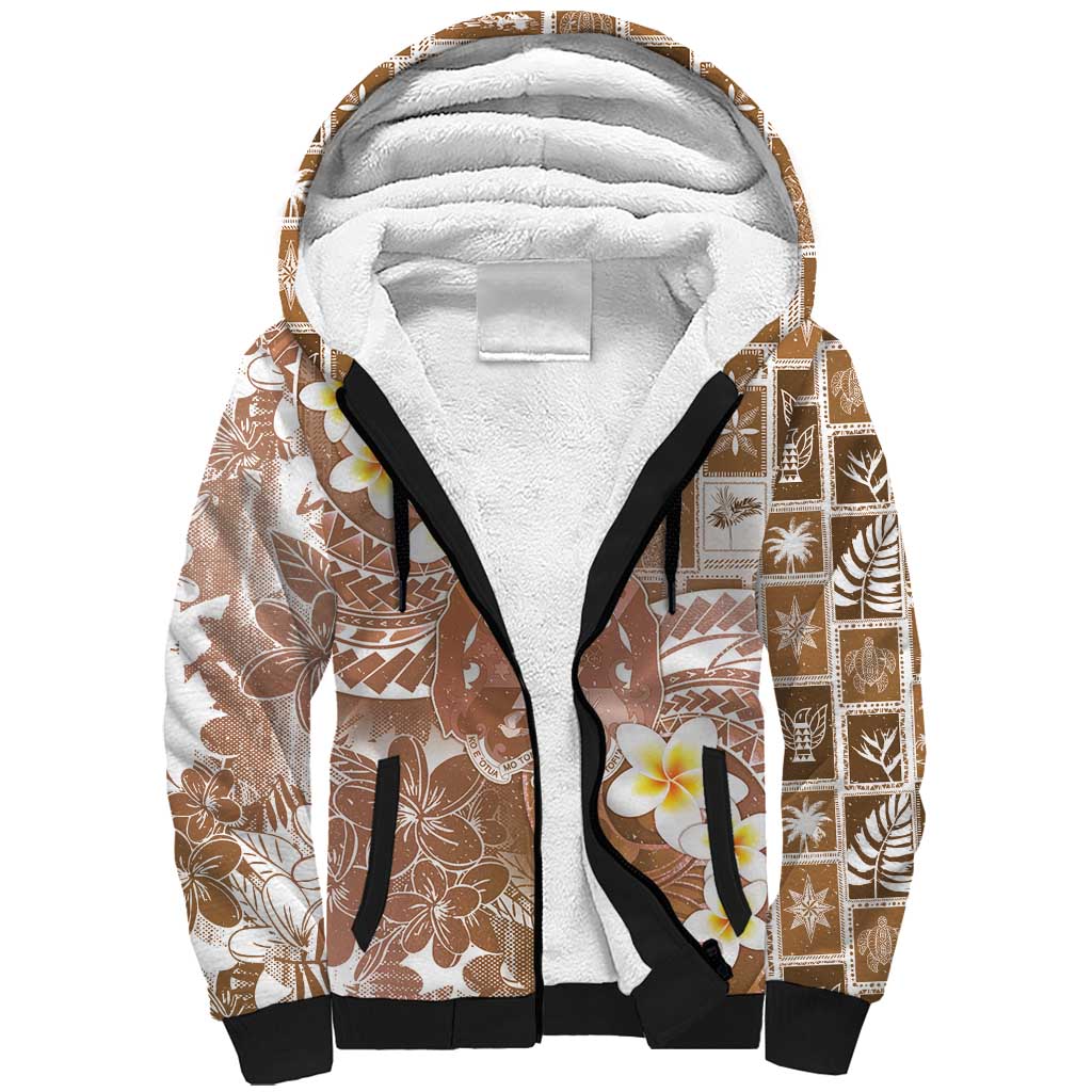 Tonga Christmas Sherpa Hoodie Kilisimasi Fiefia Retro Style Brown - Polynesian Pride