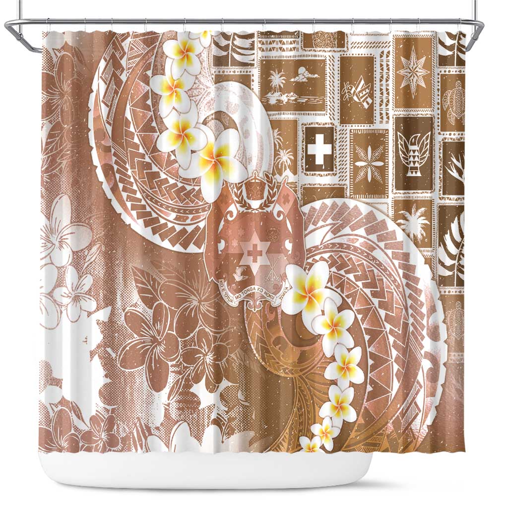 Tonga Christmas Shower Curtain Kilisimasi Fiefia Retro Style Brown - Polynesian Pride