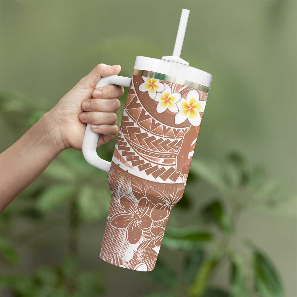 Tonga Christmas Tumbler With Handle Kilisimasi Fiefia Retro Style Brown - Polynesian Pride