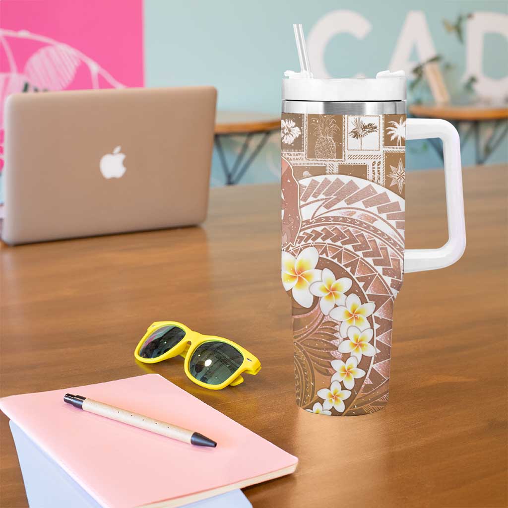 Tonga Christmas Tumbler With Handle Kilisimasi Fiefia Retro Style Brown - Polynesian Pride