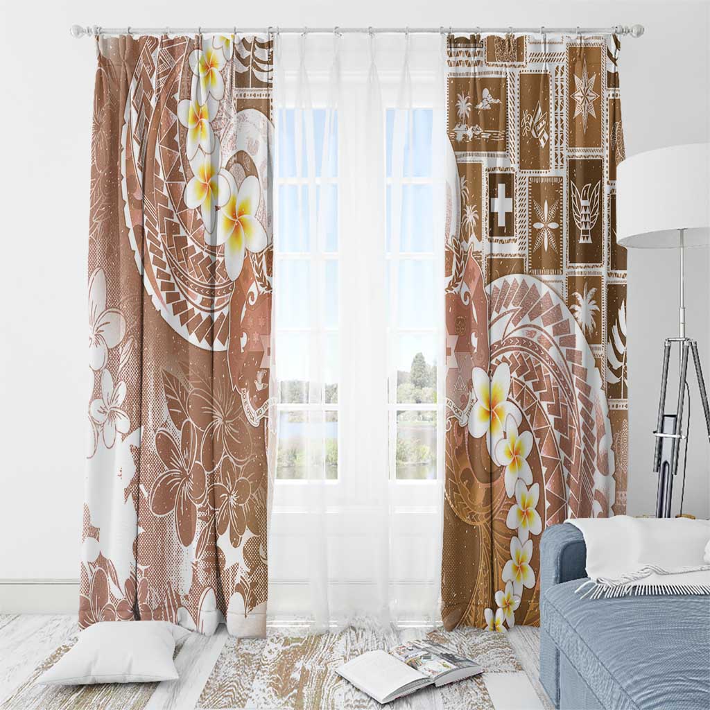 Tonga Christmas Window Curtain Kilisimasi Fiefia Retro Style Brown - Polynesian Pride