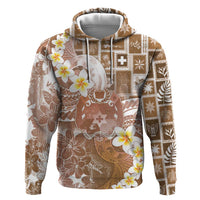 Tonga Christmas Zip Hoodie Kilisimasi Fiefia Retro Style Brown - Polynesian Pride