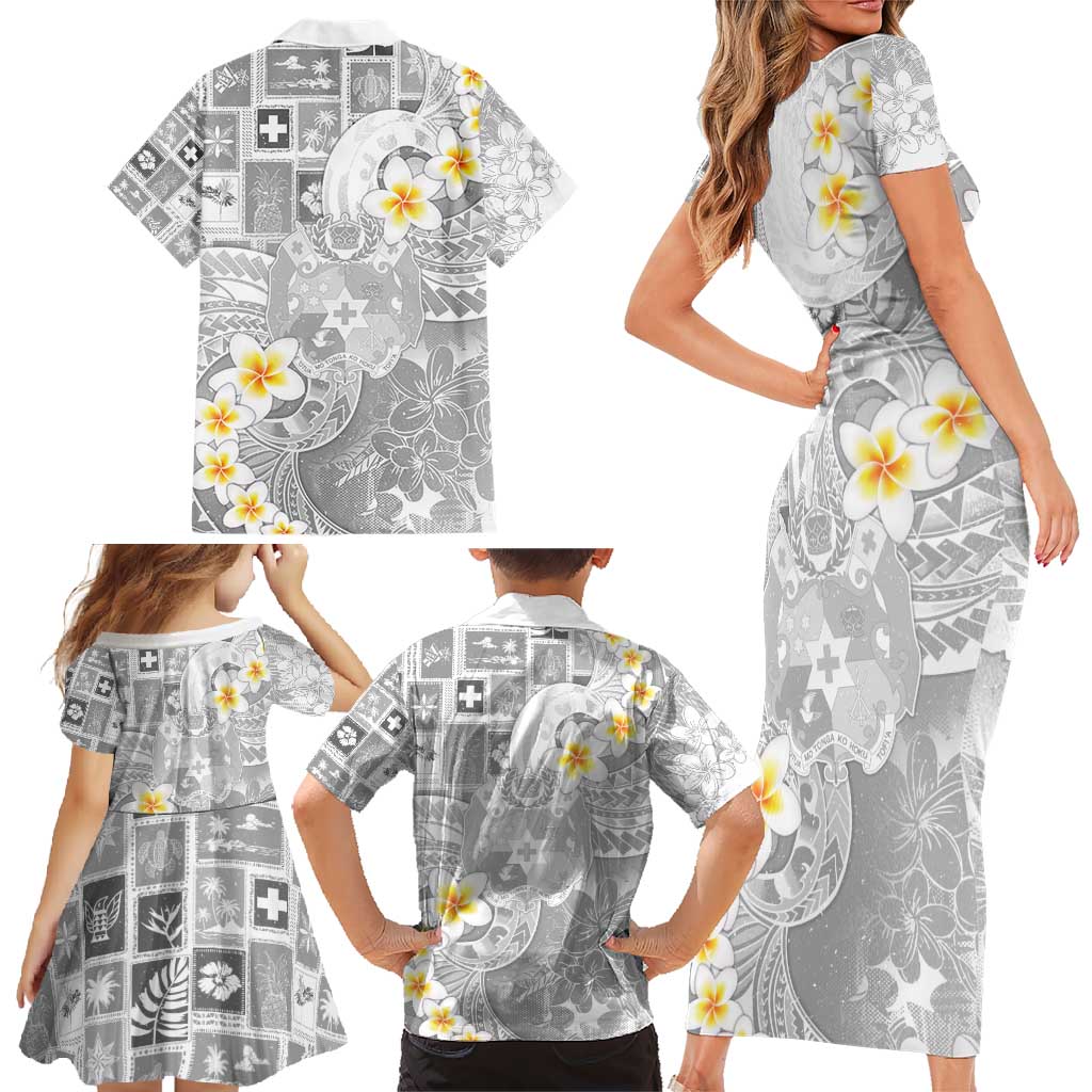 Tonga Christmas Family Matching Short Sleeve Bodycon Dress and Hawaiian Shirt Kilisimasi Fiefia Retro Style White - Polynesian Pride