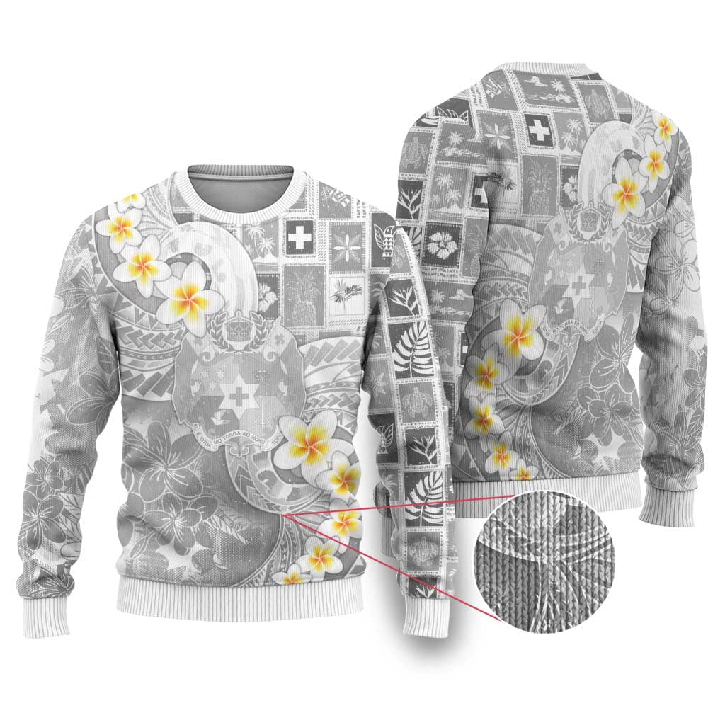 Tonga Christmas Ugly Christmas Sweater Kilisimasi Fiefia Retro Style White - Polynesian Pride