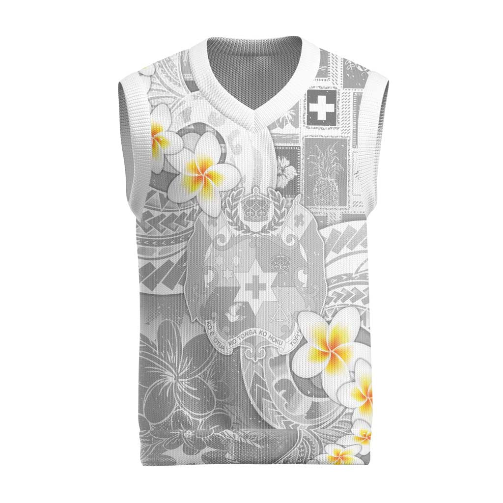 Tonga Christmas Knitted V-Neck Vest Kilisimasi Fiefia Retro Style White - Polynesian Pride
