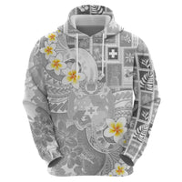 Tonga Christmas Zip Hoodie Kilisimasi Fiefia Retro Style White - Polynesian Pride
