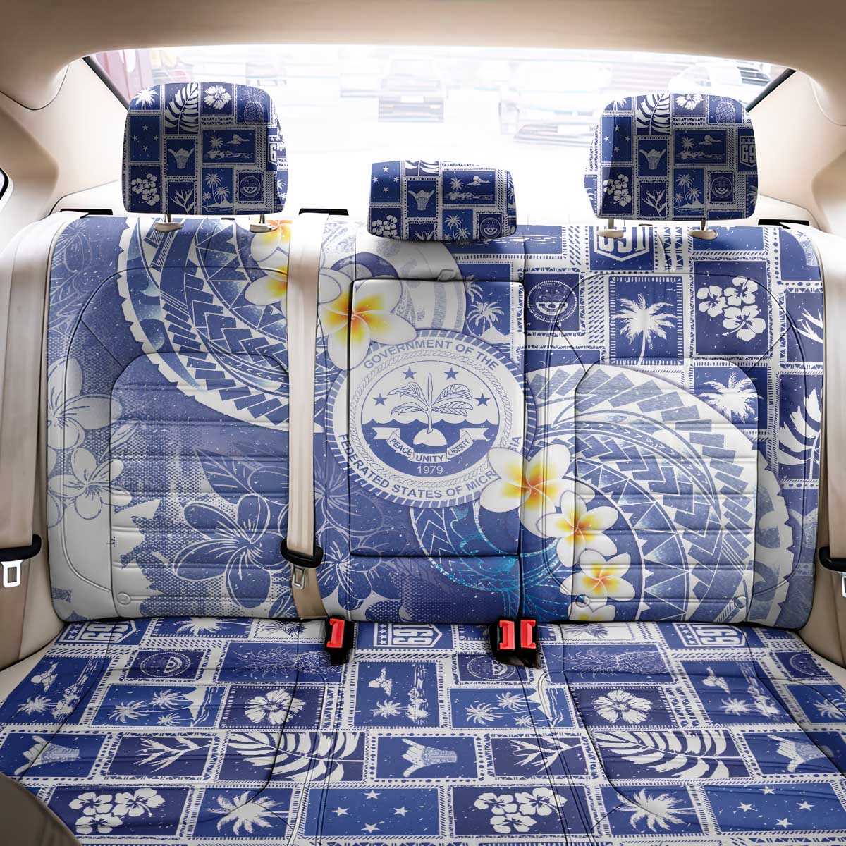 Federated States Of Micronesia Christmas Back Car Seat Cover Retro Style Bright Version - Polynesian Pride