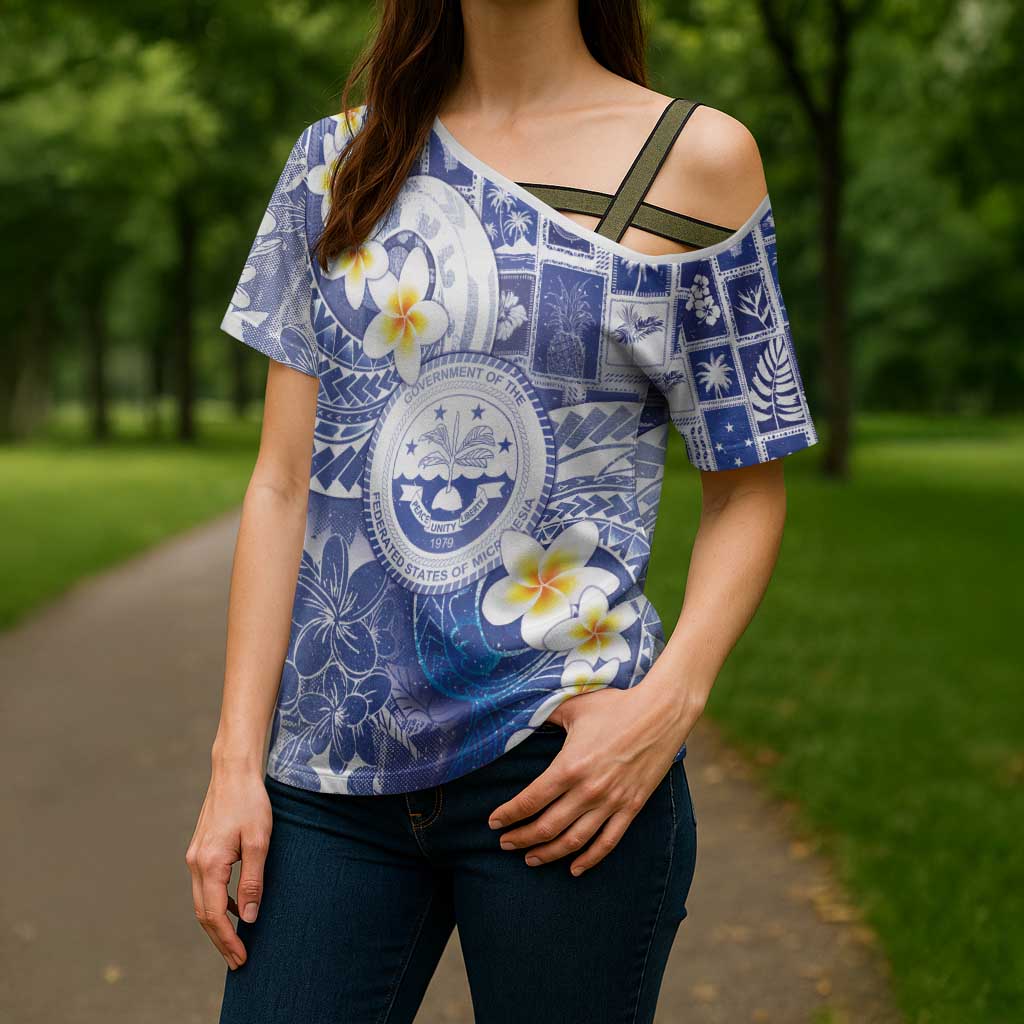 Federated States Of Micronesia Christmas Cross Shoulder Shirt Retro Style Bright Version - Polynesian Pride
