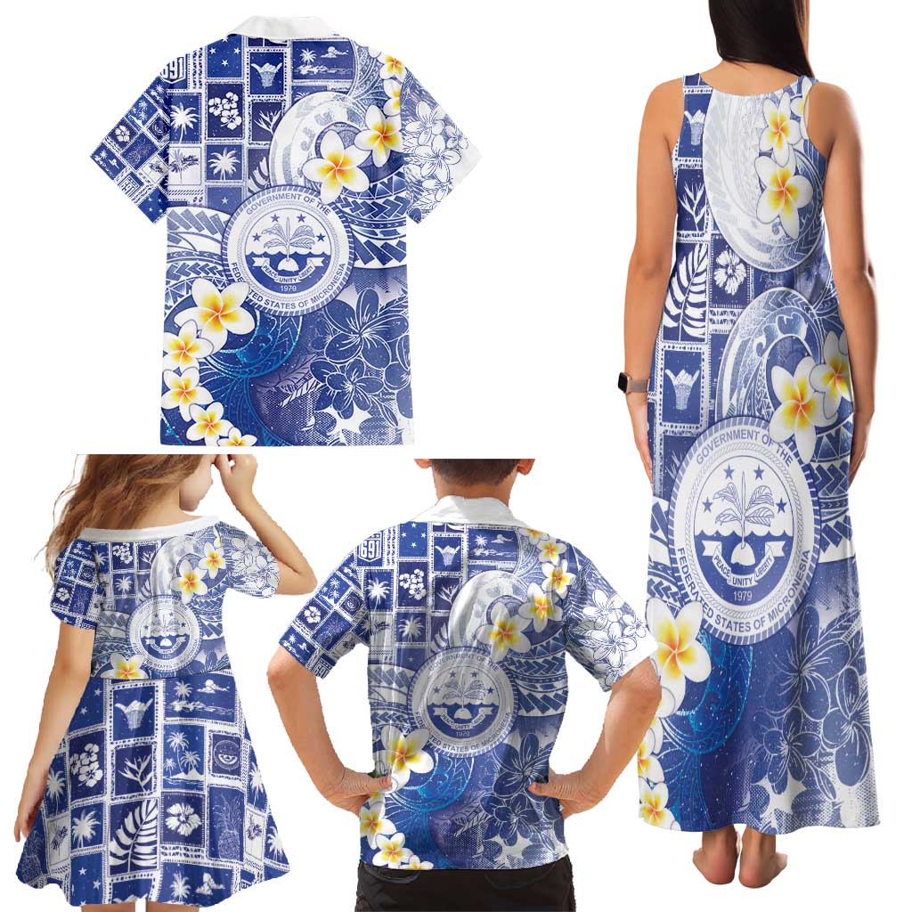 Federated States Of Micronesia Christmas Family Matching Tank Maxi Dress and Hawaiian Shirt Retro Style Bright Version - Polynesian Pride
