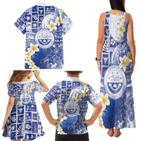 Federated States Of Micronesia Christmas Family Matching Tank Maxi Dress and Hawaiian Shirt Retro Style Bright Version - Polynesian Pride