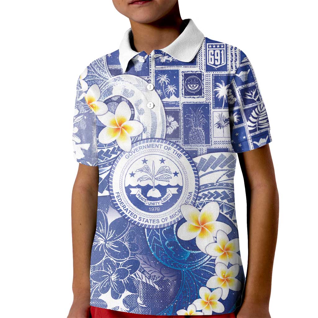 Federated States Of Micronesia Christmas Kid Polo Shirt Retro Style Bright Version - Polynesian Pride