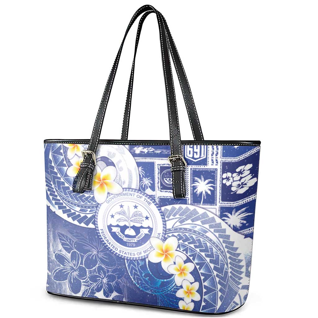 Federated States Of Micronesia Christmas Leather Tote Bag Retro Style Bright Version - Polynesian Pride