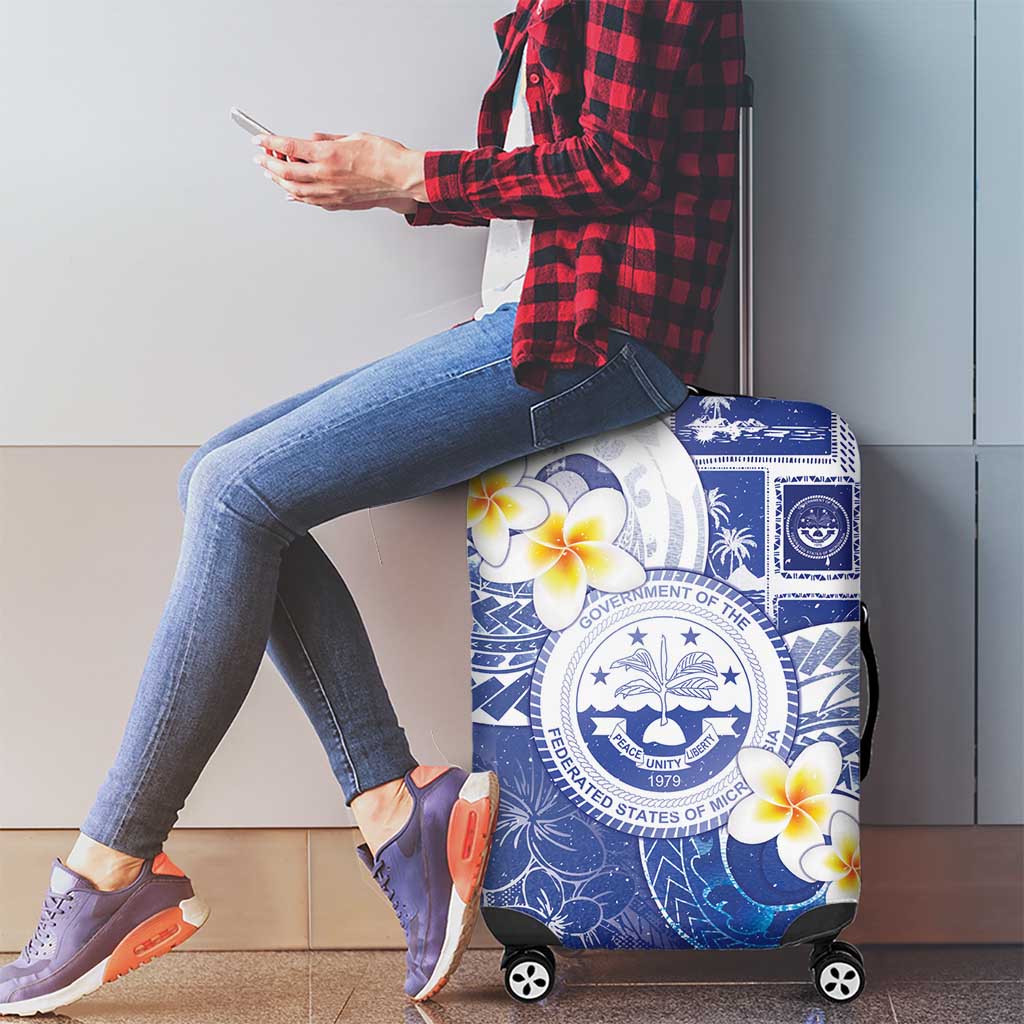 Federated States Of Micronesia Christmas Luggage Cover Retro Style Bright Version - Polynesian Pride