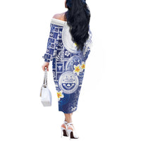 Federated States Of Micronesia Christmas Off The Shoulder Long Sleeve Dress Retro Style Bright Version - Polynesian Pride