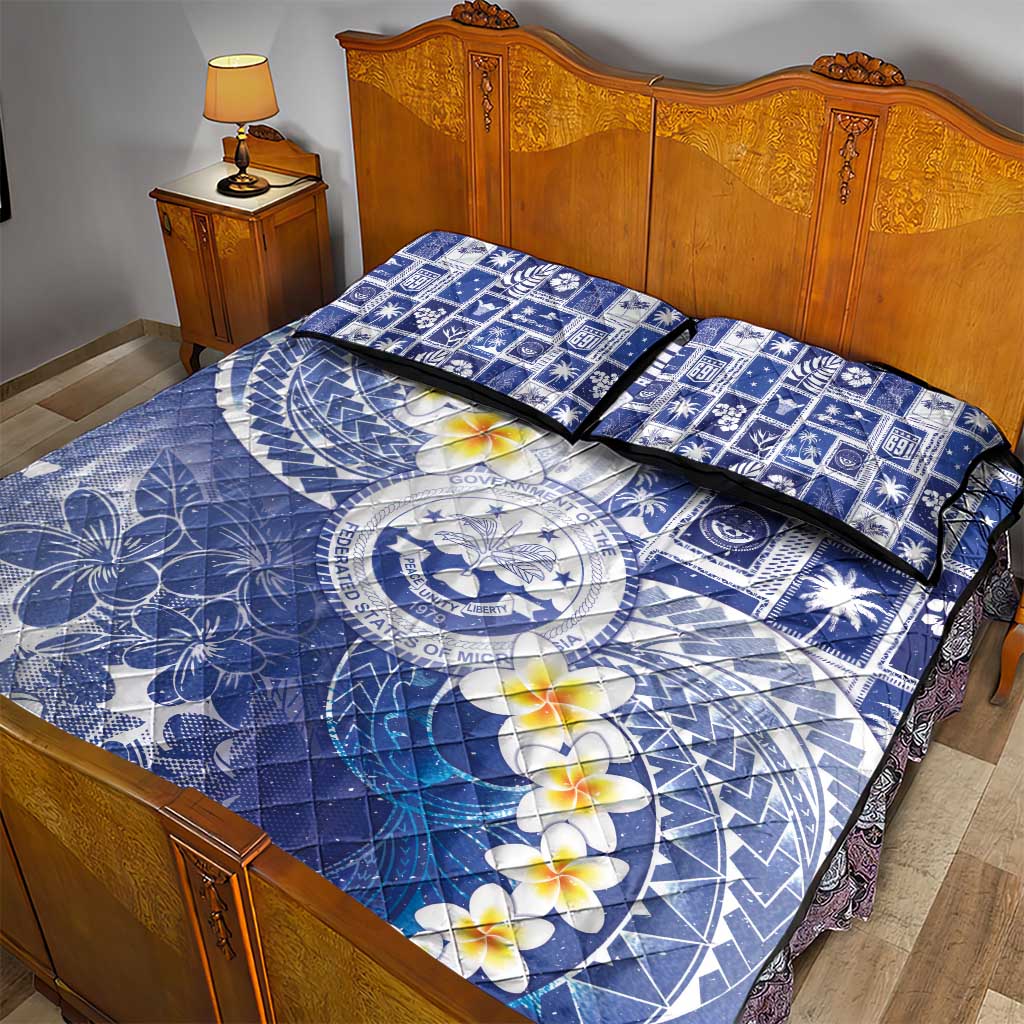 Federated States Of Micronesia Christmas Quilt Bed Set Retro Style Bright Version - Polynesian Pride