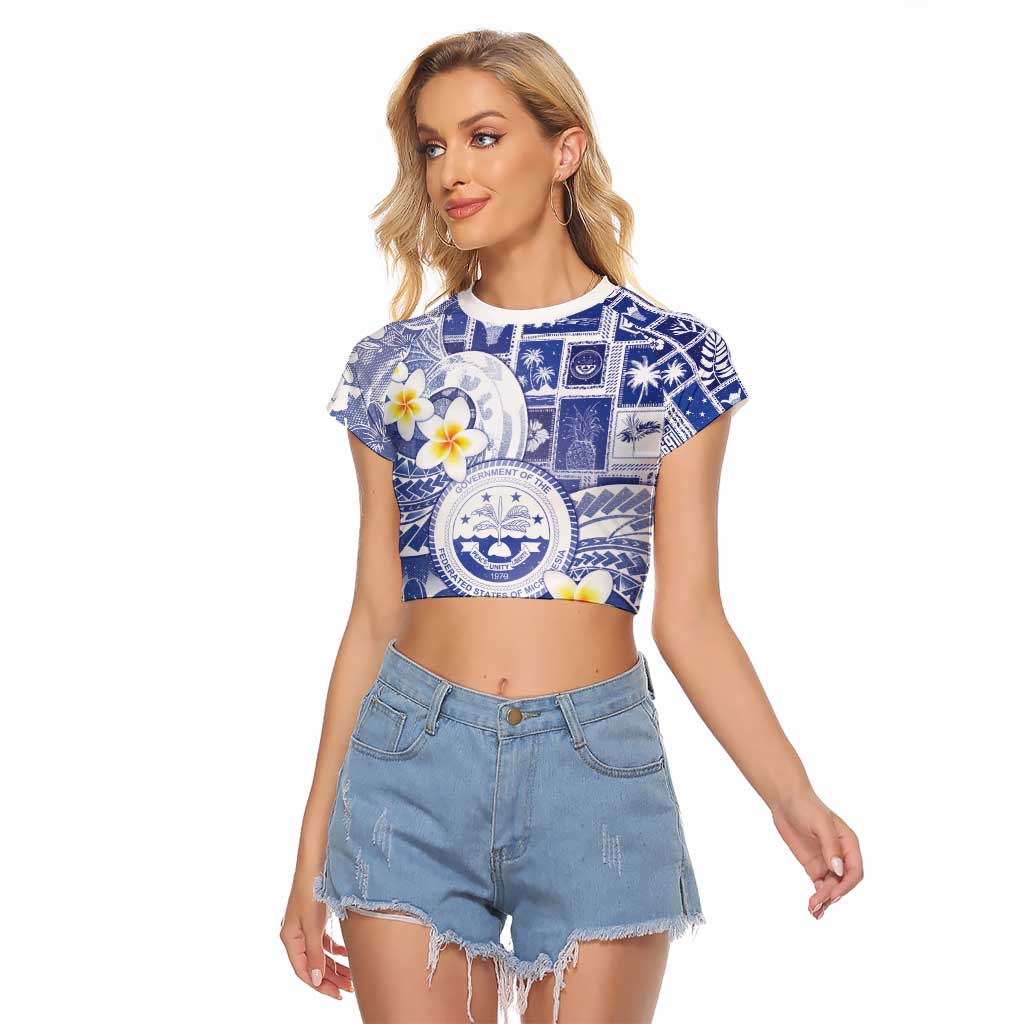 Federated States Of Micronesia Christmas Raglan Cropped T Shirt Retro Style Bright Version - Polynesian Pride