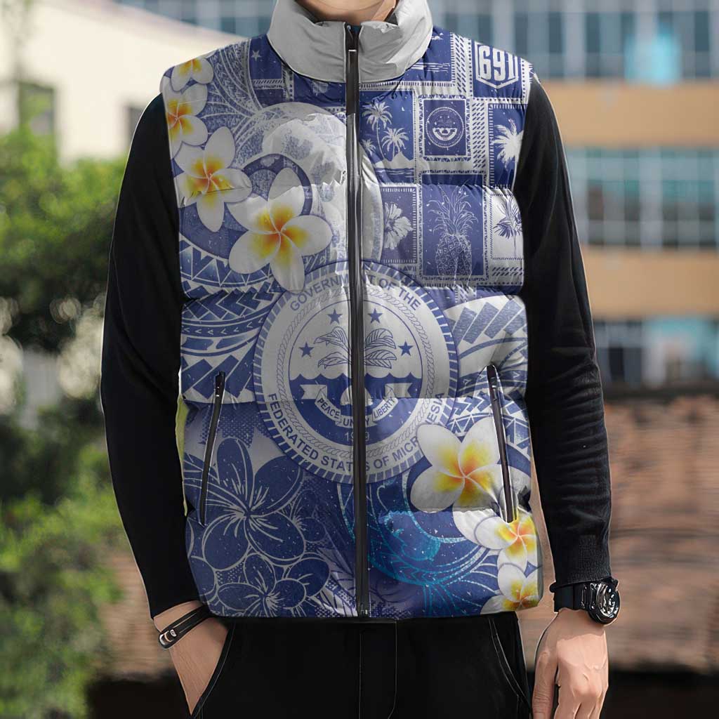 Federated States Of Micronesia Christmas Sleeveless Puffer Jacket Retro Style Bright Version - Polynesian Pride