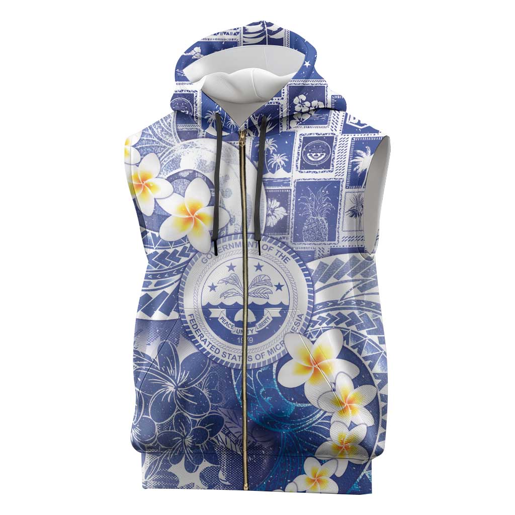 Federated States Of Micronesia Christmas Sleeveless Zip Hoodie Retro Style Bright Version - Polynesian Pride