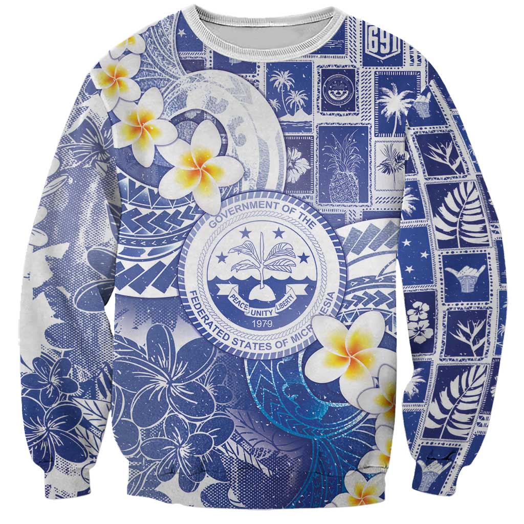 Federated States Of Micronesia Christmas Sweatshirt Retro Style Bright Version - Polynesian Pride