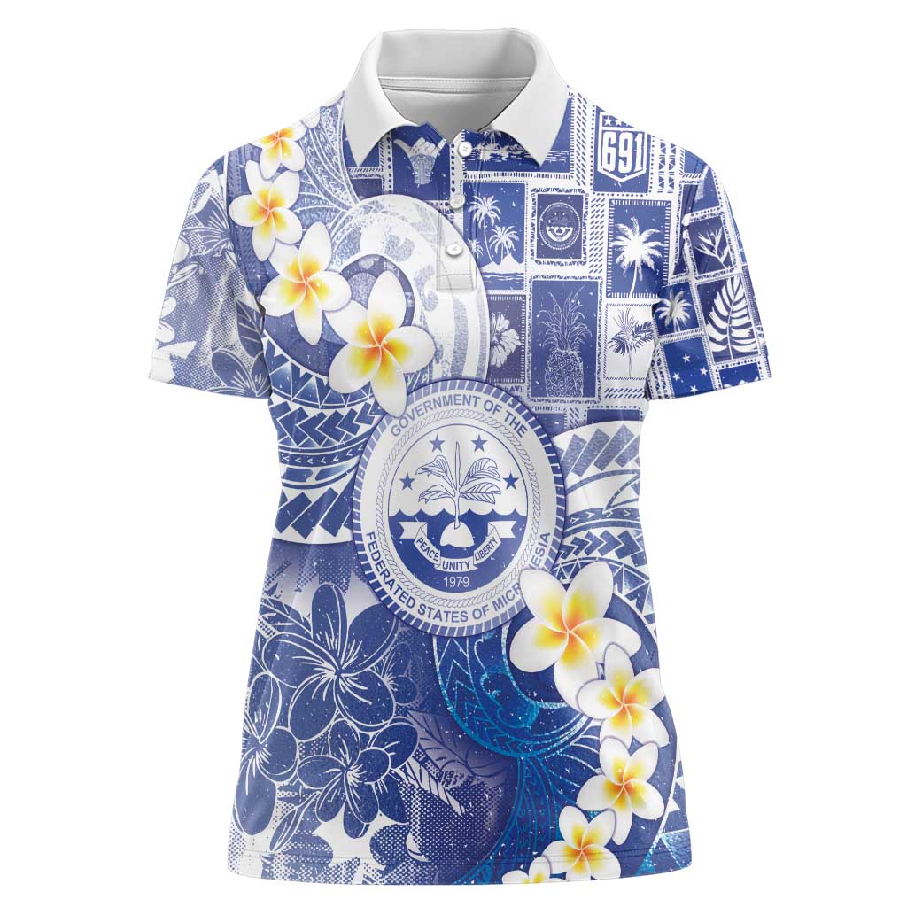 Federated States Of Micronesia Christmas Women Polo Shirt Retro Style Bright Version - Polynesian Pride