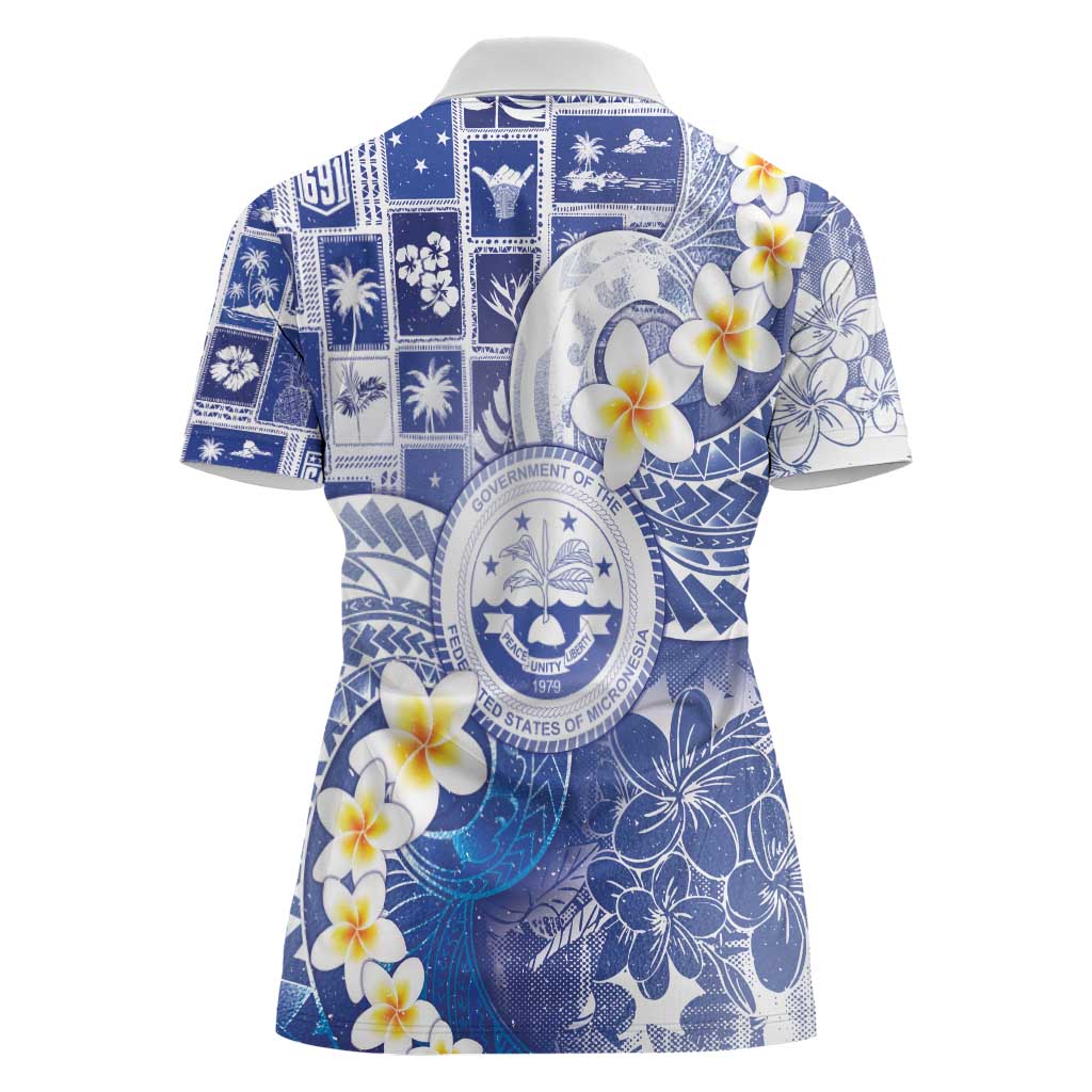 Federated States Of Micronesia Christmas Women Polo Shirt Retro Style Bright Version - Polynesian Pride