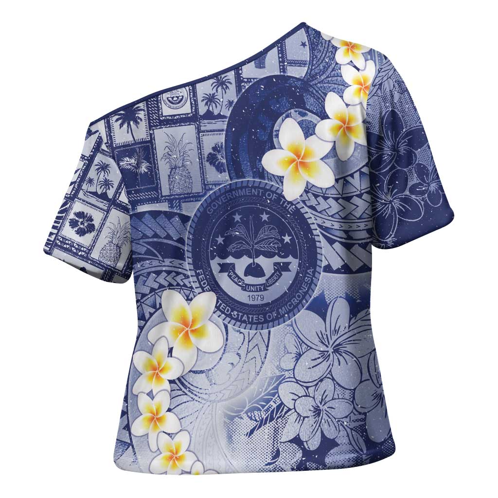 Federated States Of Micronesia Christmas Cross Shoulder Shirt Retro Style Dark Version - Polynesian Pride