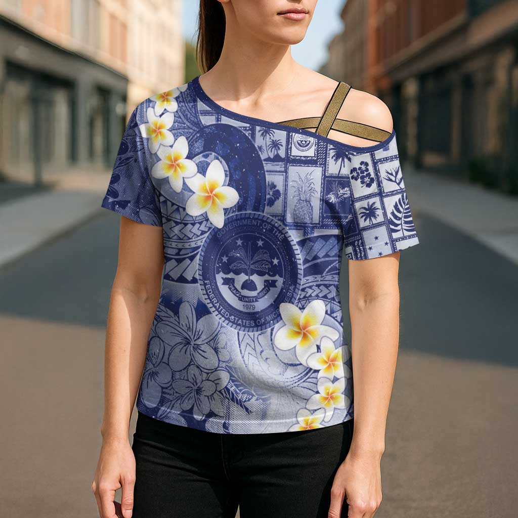 Federated States Of Micronesia Christmas Cross Shoulder Shirt Retro Style Dark Version - Polynesian Pride