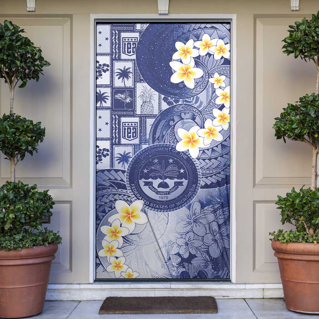 Federated States Of Micronesia Christmas Door Cover Retro Style Dark Version - Polynesian Pride