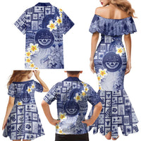 Federated States Of Micronesia Christmas Family Matching Mermaid Dress and Hawaiian Shirt Retro Style Dark Version - Polynesian Pride