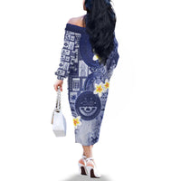 Federated States Of Micronesia Christmas Family Matching Off The Shoulder Long Sleeve Dress and Hawaiian Shirt Retro Style Dark Version - Polynesian Pride