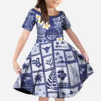 Federated States Of Micronesia Christmas Family Matching Short Sleeve Bodycon Dress and Hawaiian Shirt Retro Style Dark Version - Polynesian Pride