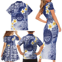 Federated States Of Micronesia Christmas Family Matching Short Sleeve Bodycon Dress and Hawaiian Shirt Retro Style Dark Version - Polynesian Pride