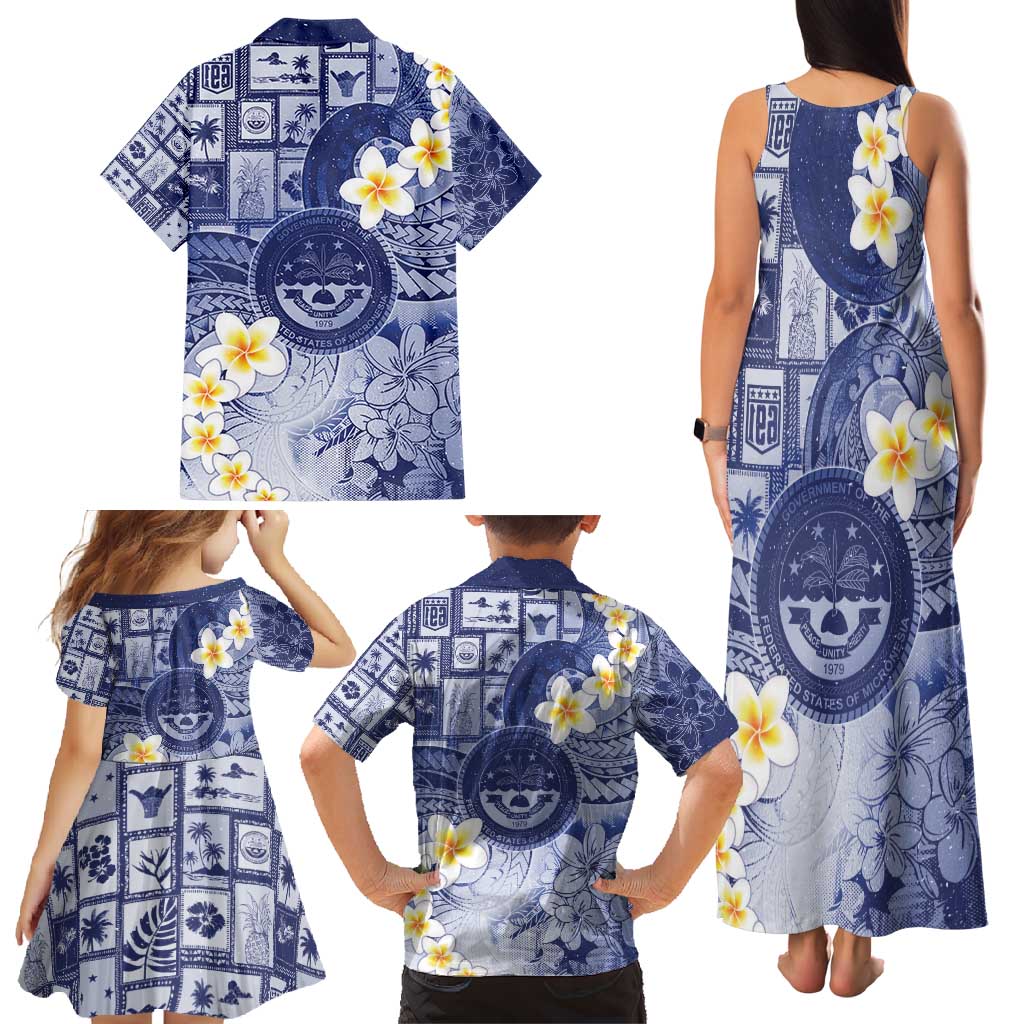 Federated States Of Micronesia Christmas Family Matching Tank Maxi Dress and Hawaiian Shirt Retro Style Dark Version - Polynesian Pride