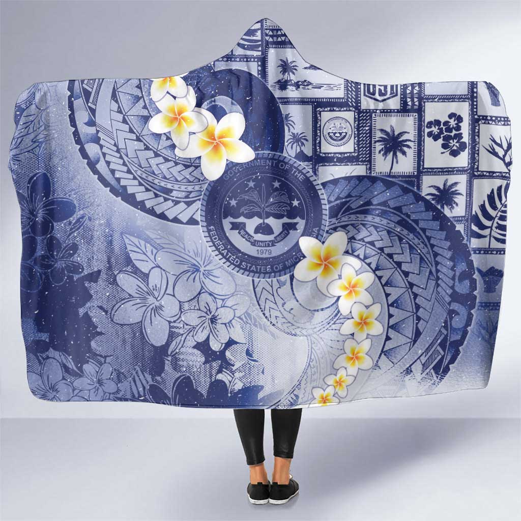 Federated States Of Micronesia Christmas Hooded Blanket Retro Style Dark Version - Polynesian Pride
