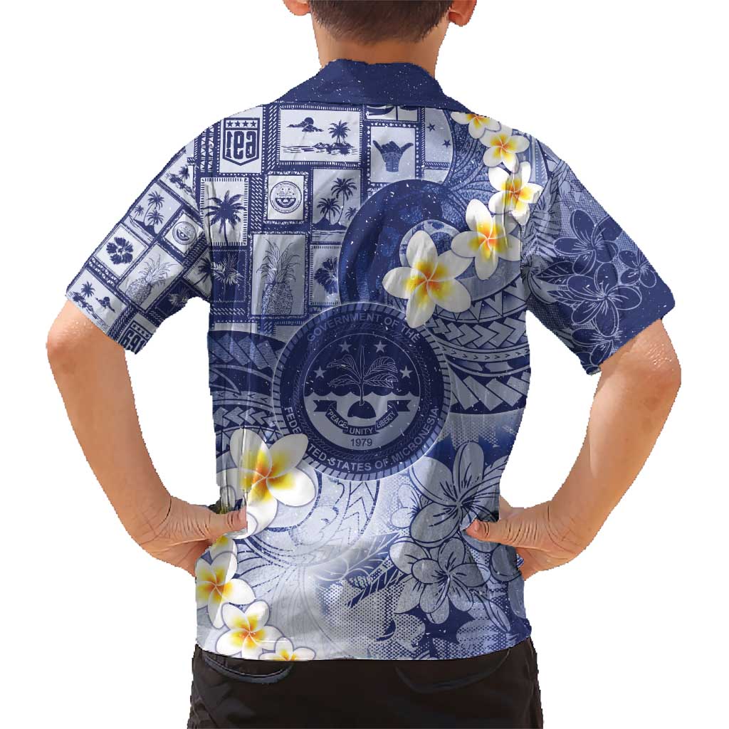 Federated States Of Micronesia Christmas Kid Hawaiian Shirt Retro Style Dark Version - Polynesian Pride