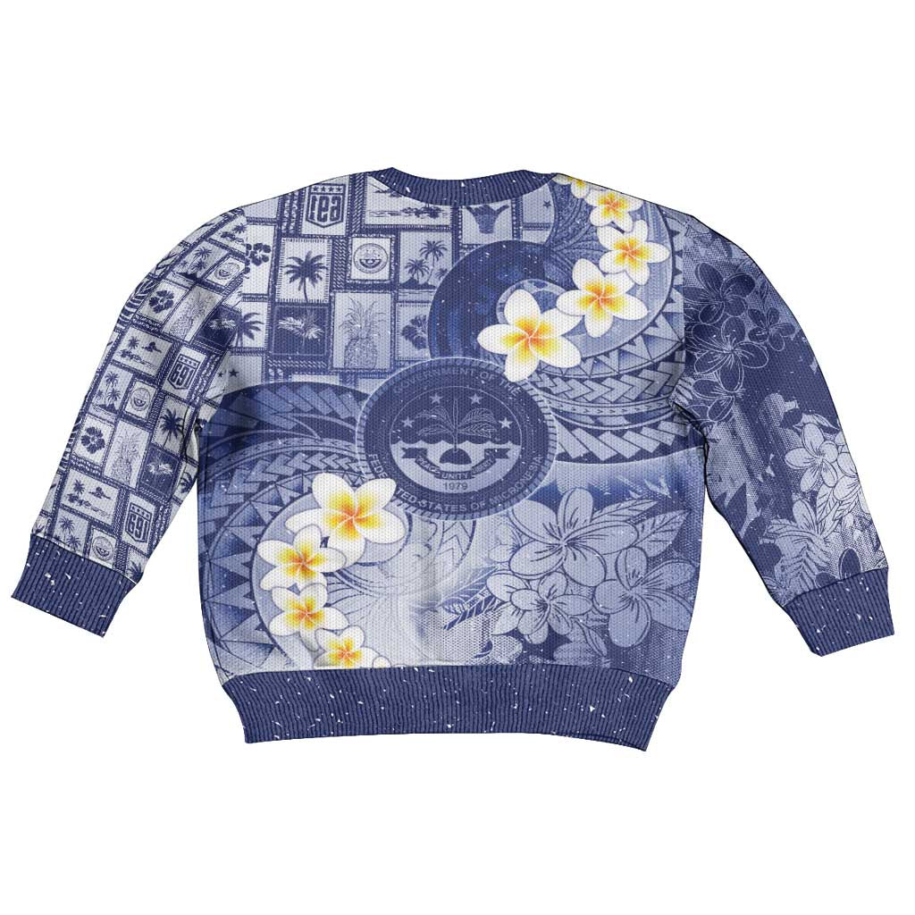 Federated States Of Micronesia Christmas Kid Ugly Christmas Sweater Retro Style Dark Version - Polynesian Pride