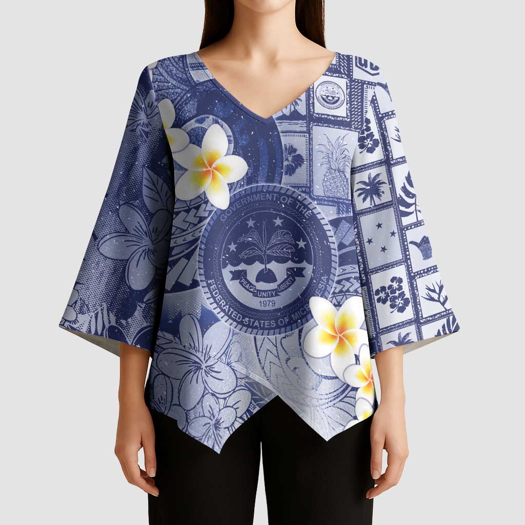 Federated States Of Micronesia Christmas Kimono Sleeve Blouse Retro Style Dark Version - Polynesian Pride