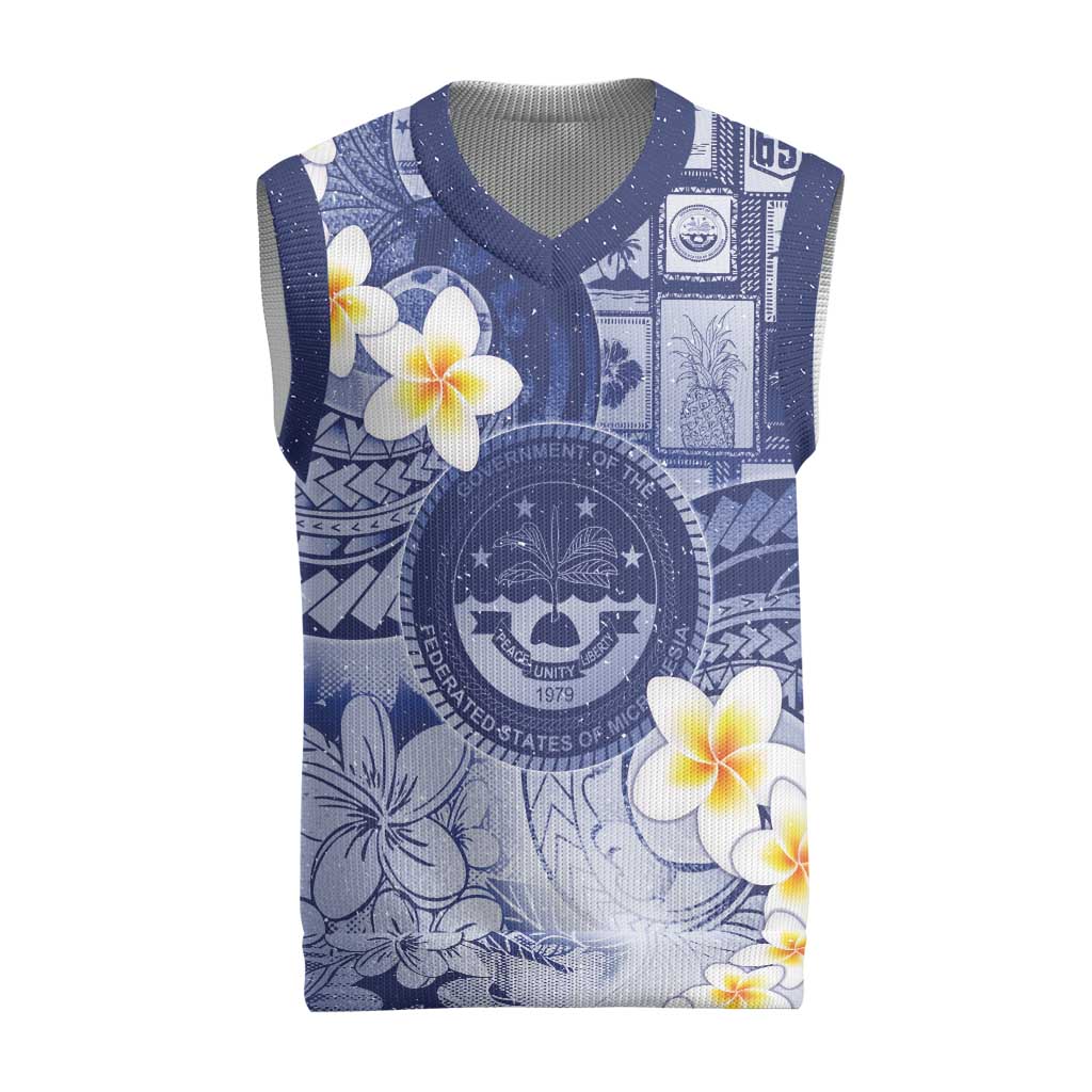 Federated States Of Micronesia Christmas Knitted V-Neck Vest Retro Style Dark Version - Polynesian Pride