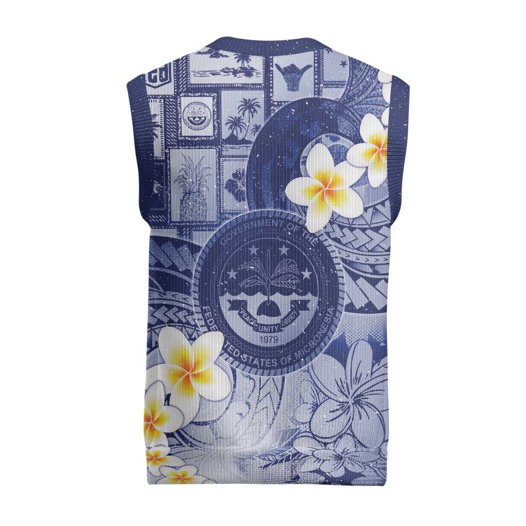 Federated States Of Micronesia Christmas Knitted V-Neck Vest Retro Style Dark Version - Polynesian Pride